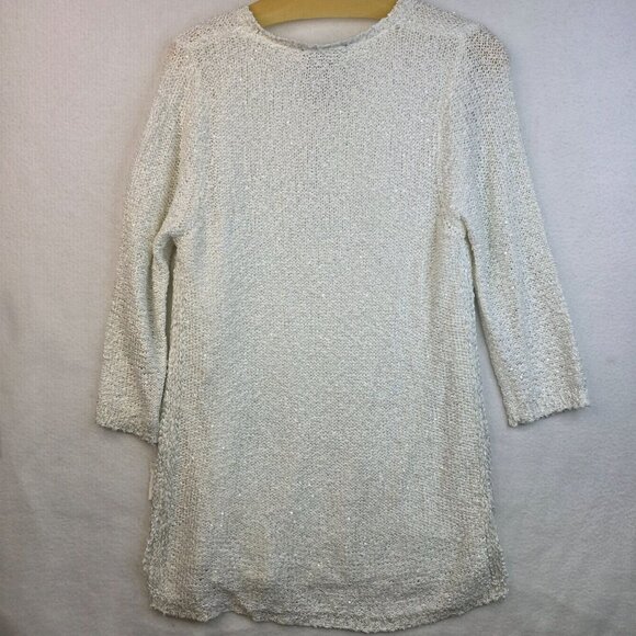 FDJ French Dressing Sequined Tunic Large White Sparkle NYE Dainty Fairy y2k New - Picture 7 of 13